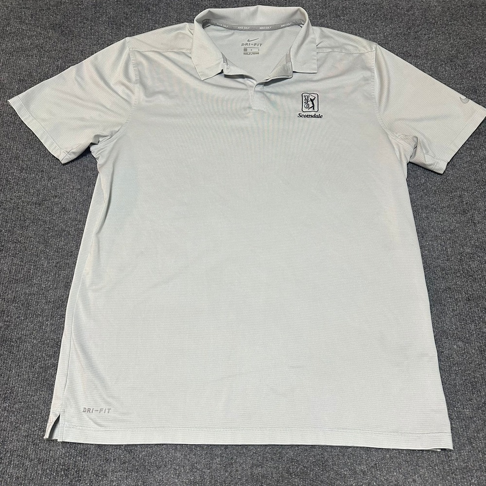 Nike Golf Dri-Fit TPC Scottsdale Polo Shirt Mens Large Gray Short Sleeve